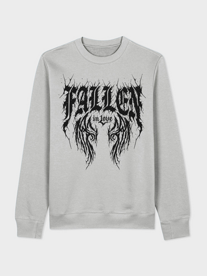 Unisex Round Neck Casual Fallen In Love Printed Long Sleeve Sweatshirt