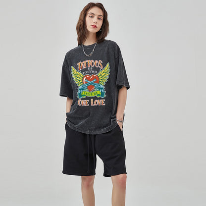Unisex Vintage Solid Wash T-Shirts 2305102638