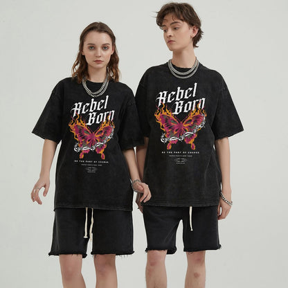 Unisex Vintage Solid Wash T-Shirts 2305102633