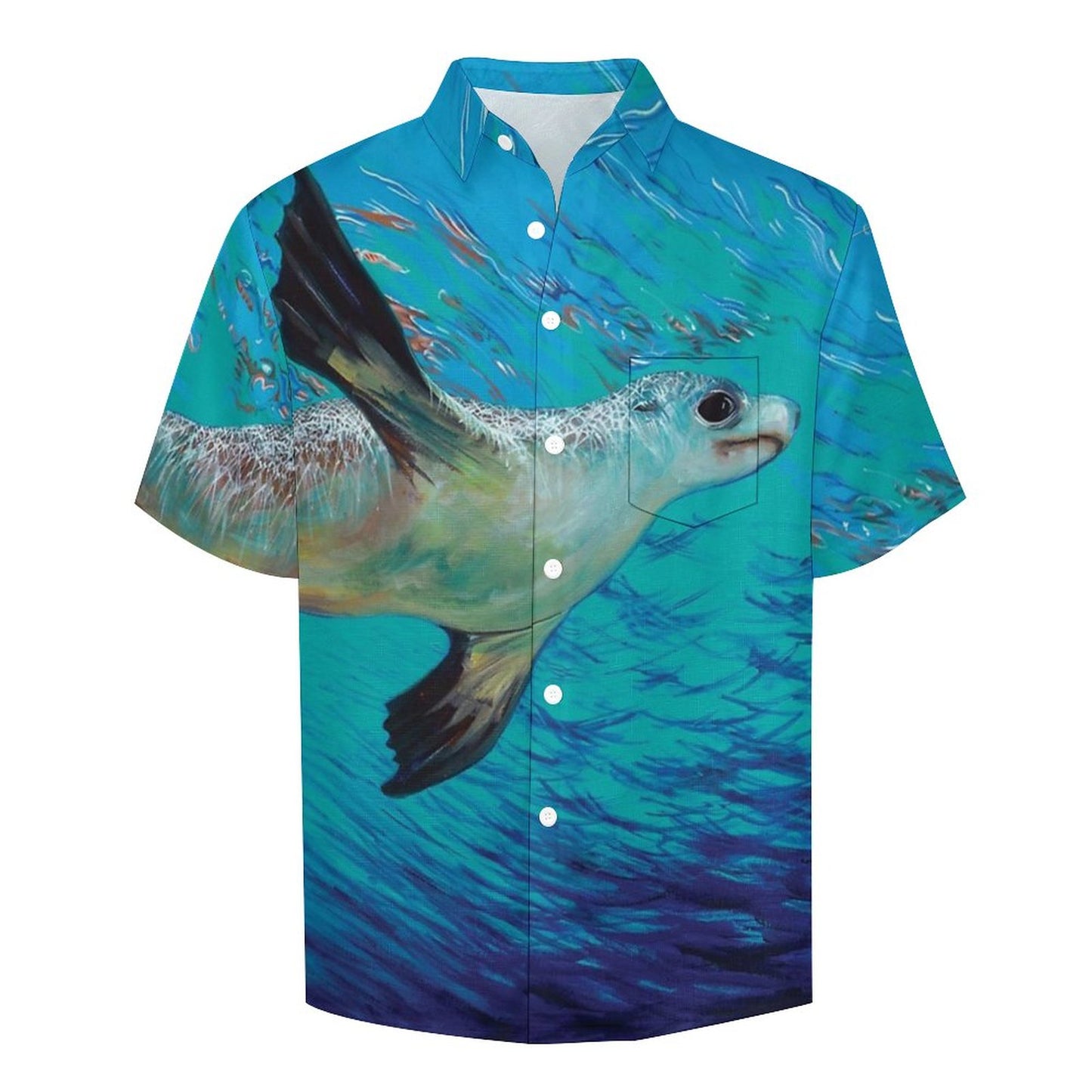 Men's Sea Lion Painted Print Vacation Hawaiian Shirt