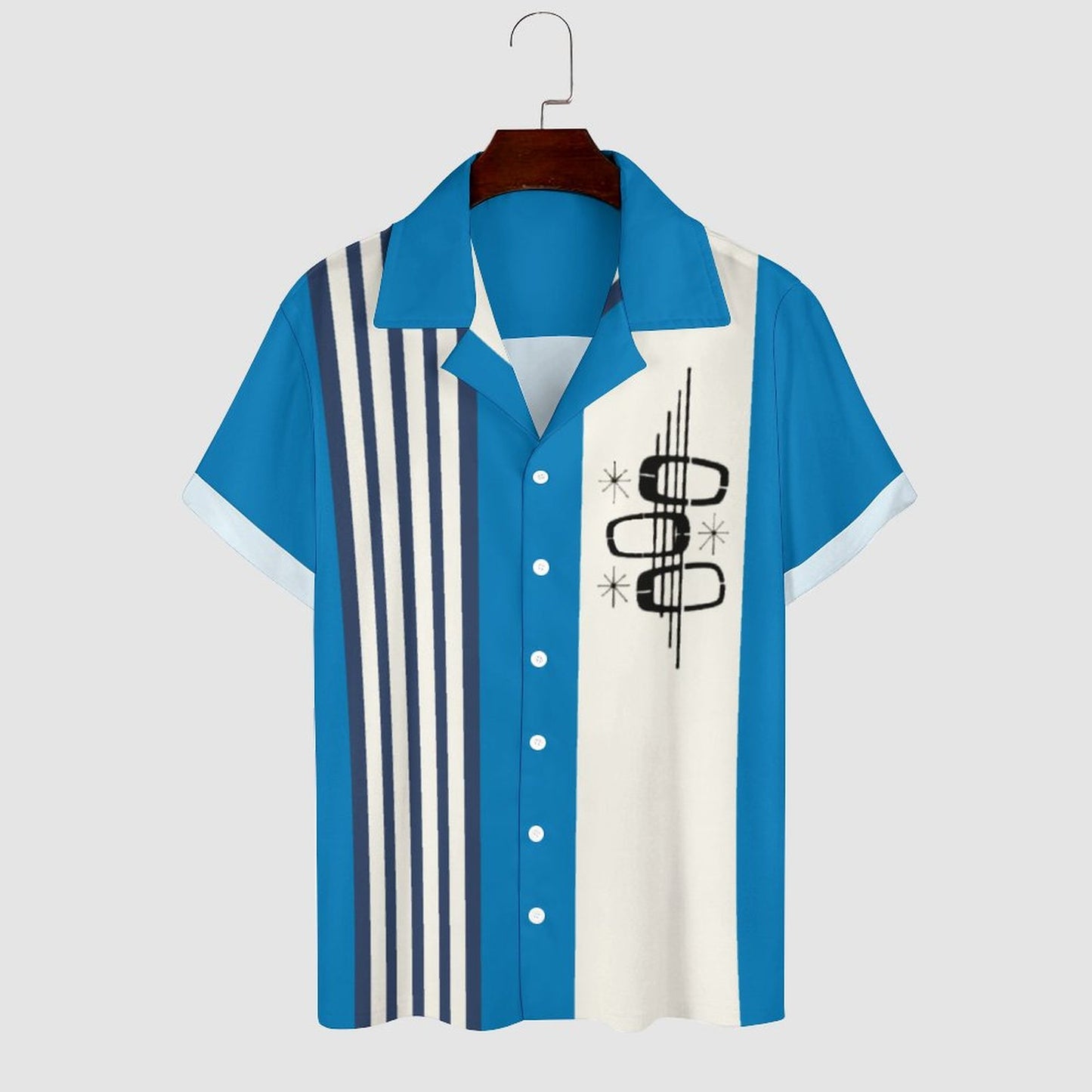 Striped Geometric Print Hawaiian Men's Casual Shirt
