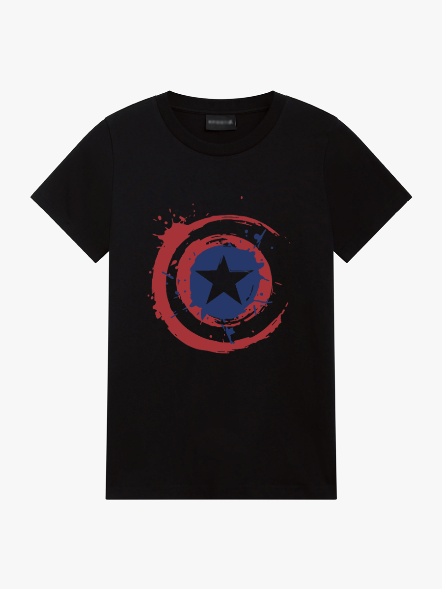 Women's Casual Captain America Printed Round Neck Short Sleeve T-Shirt