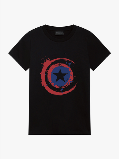 Women's Casual Captain America Printed Round Neck Short Sleeve T-Shirt