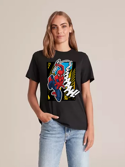 Women's Casual Spiderman Printed Round Neck Short Sleeve T-Shirt