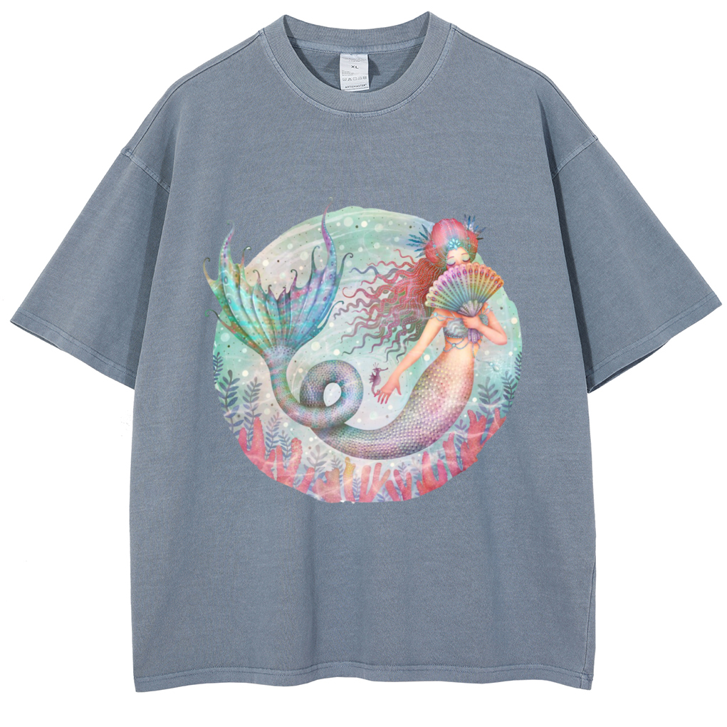 Mens Cotton Wash Solid T-Shirts Oversized Unisex Short Sleeve Streetwear Rap Hip Hop Basic Tee Tops
