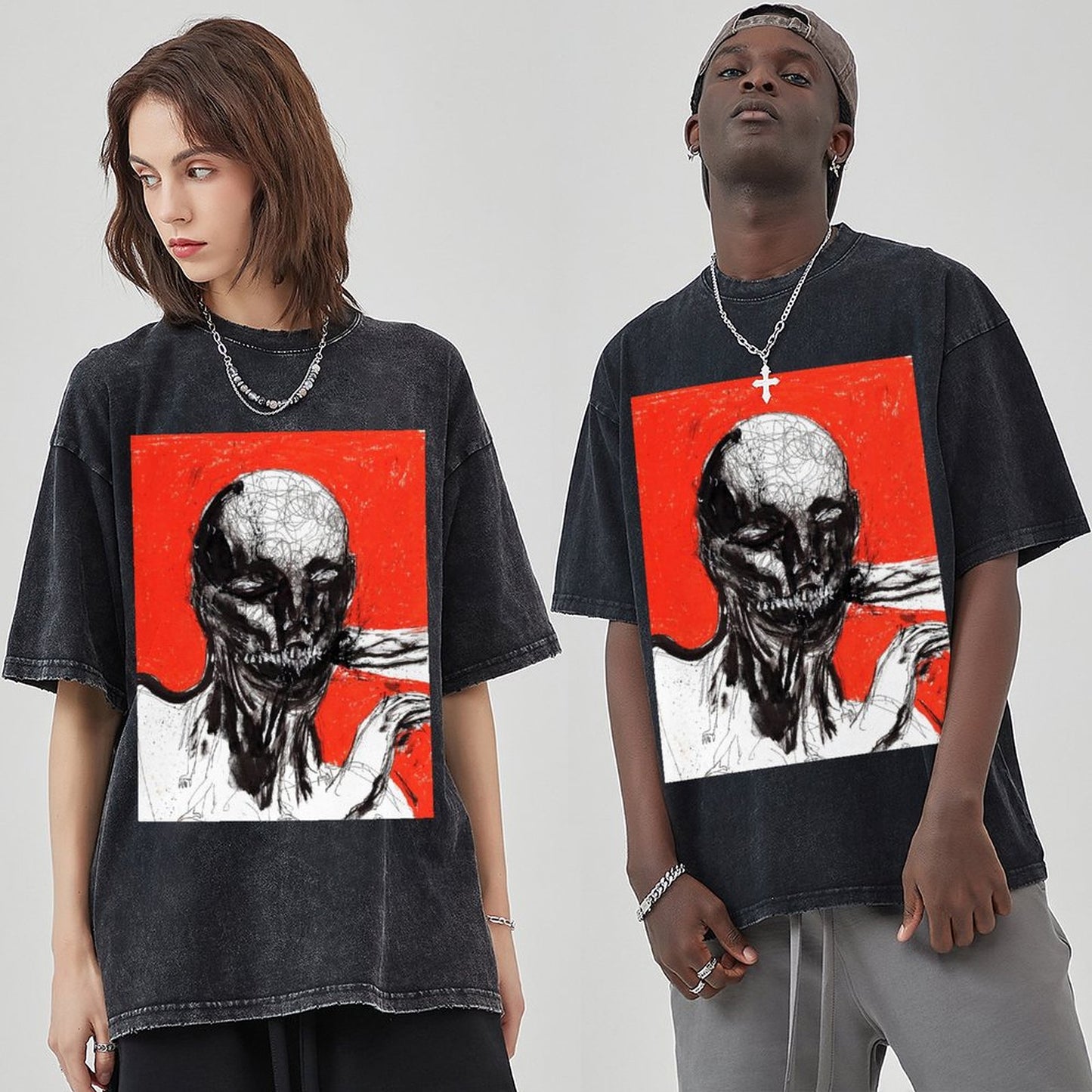 Unisex Vintage Solid Wash T-Shirts 2305104089