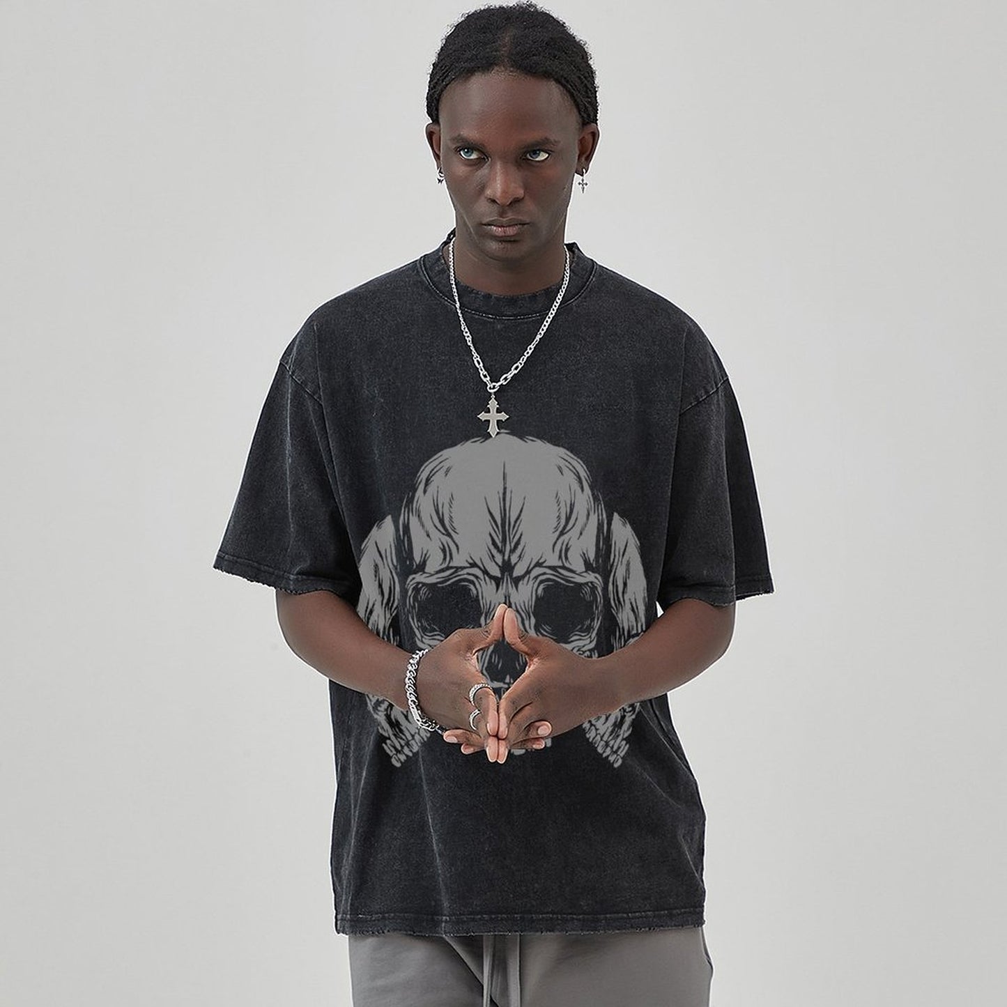 Mens Cotton Wash Solid T-Shirts Oversized Unisex Short Sleeve Streetwear Rap Hip Hop Basic Tee Tops 2305101607