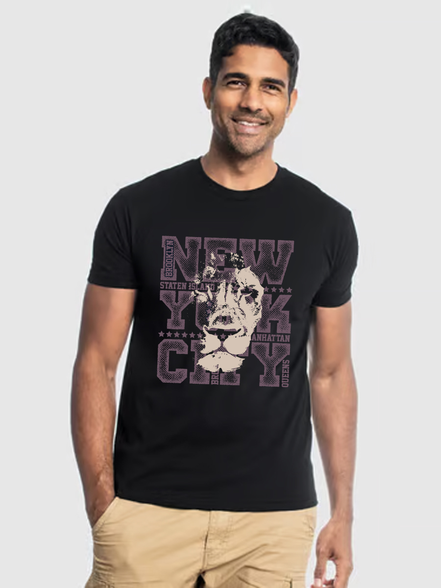 Men's Casual Letter Printed Round Neck Short Sleeve T-Shirt