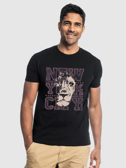 Men's Casual Letter Printed Round Neck Short Sleeve T-Shirt