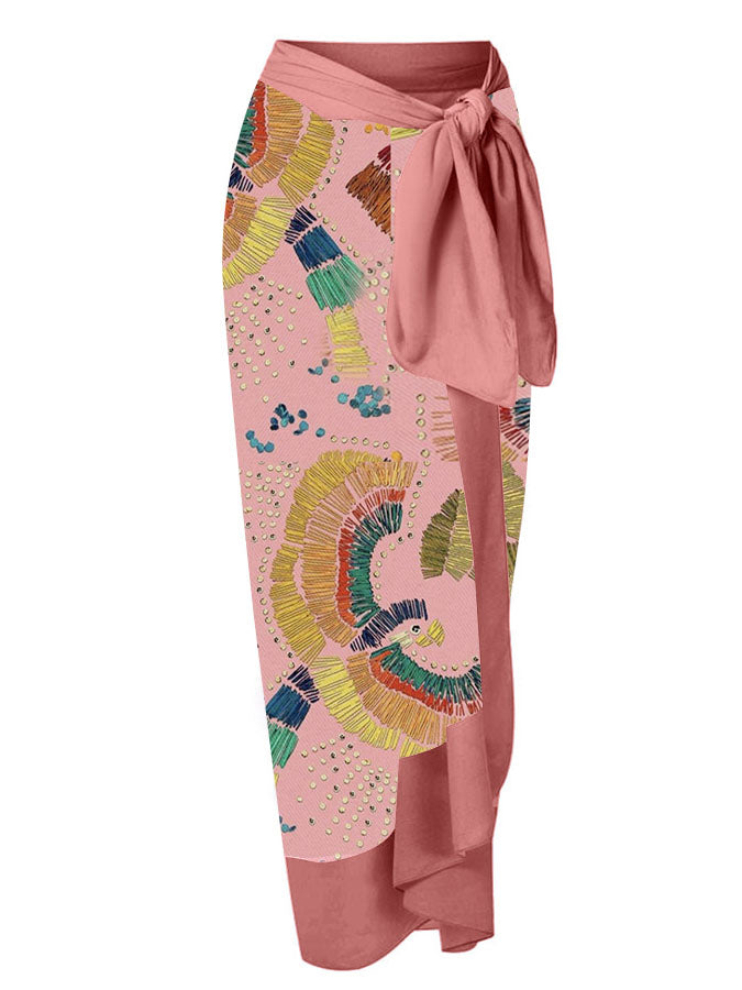 Deep V Print One Piece Swimsuit and Cover Up