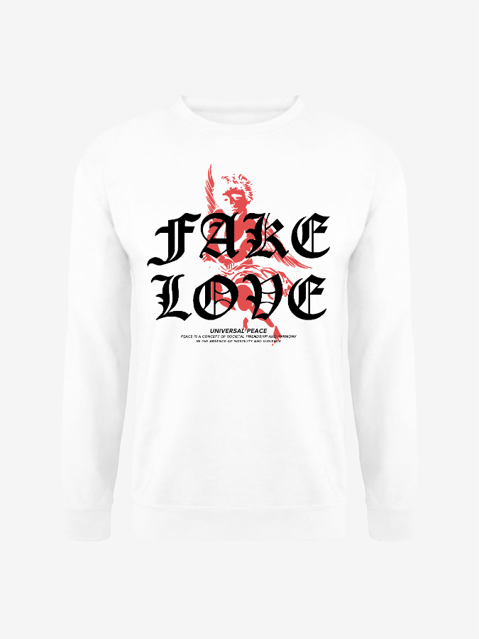 Unisex Round Neck Casual Peace Love Printed Long Sleeve Sweatshirt