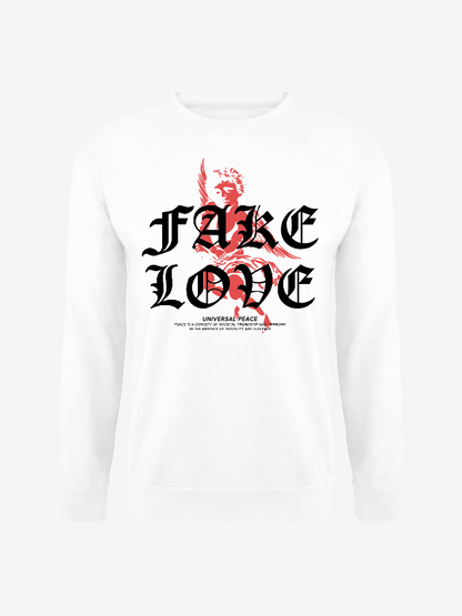 Unisex Round Neck Casual Peace Love Printed Long Sleeve Sweatshirt