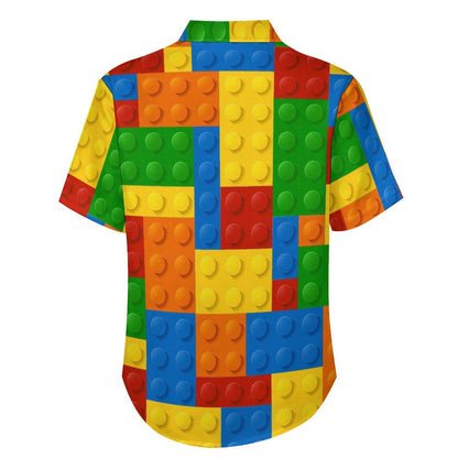 Men's Brick Art Print Vacation Hawaiian Shirt 2305106648