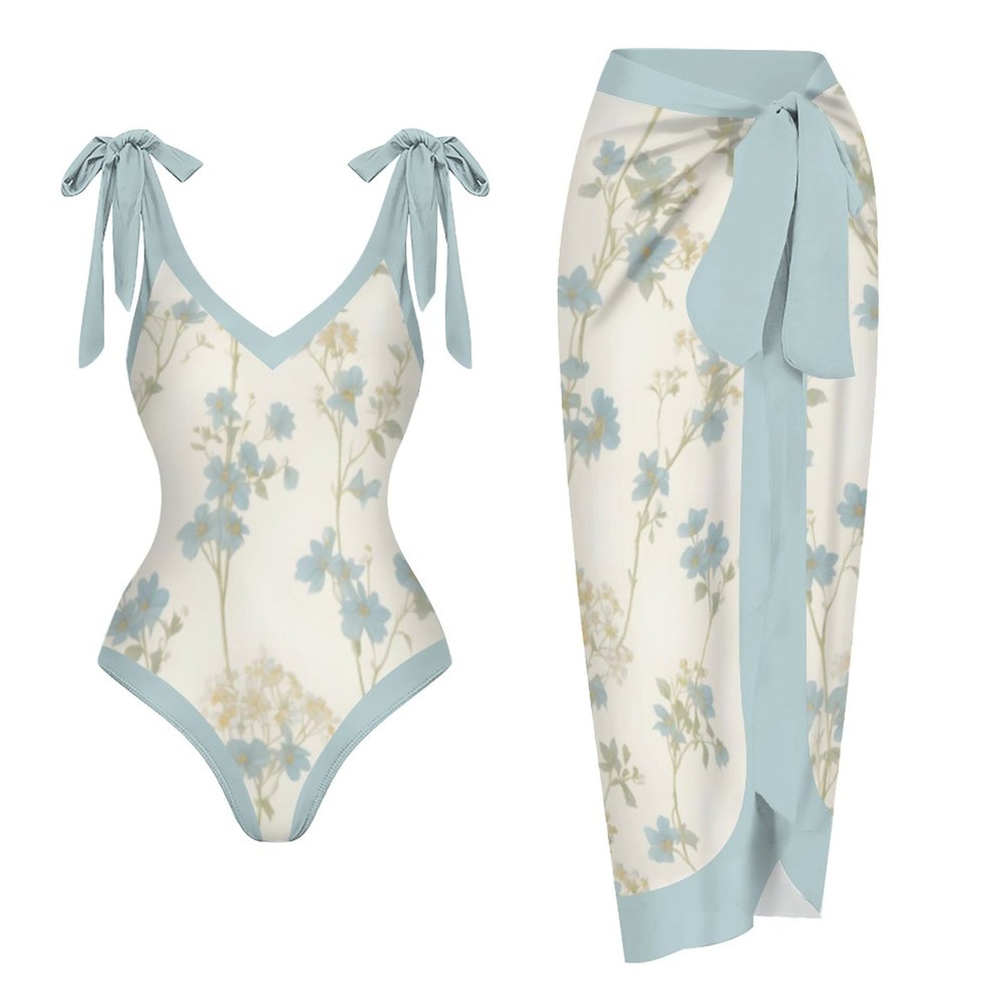 Casual Printed One-Piece Swimsuit And Cover Up 2305102474