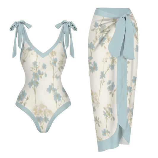 Casual Printed One-Piece Swimsuit And Cover Up 2305102474