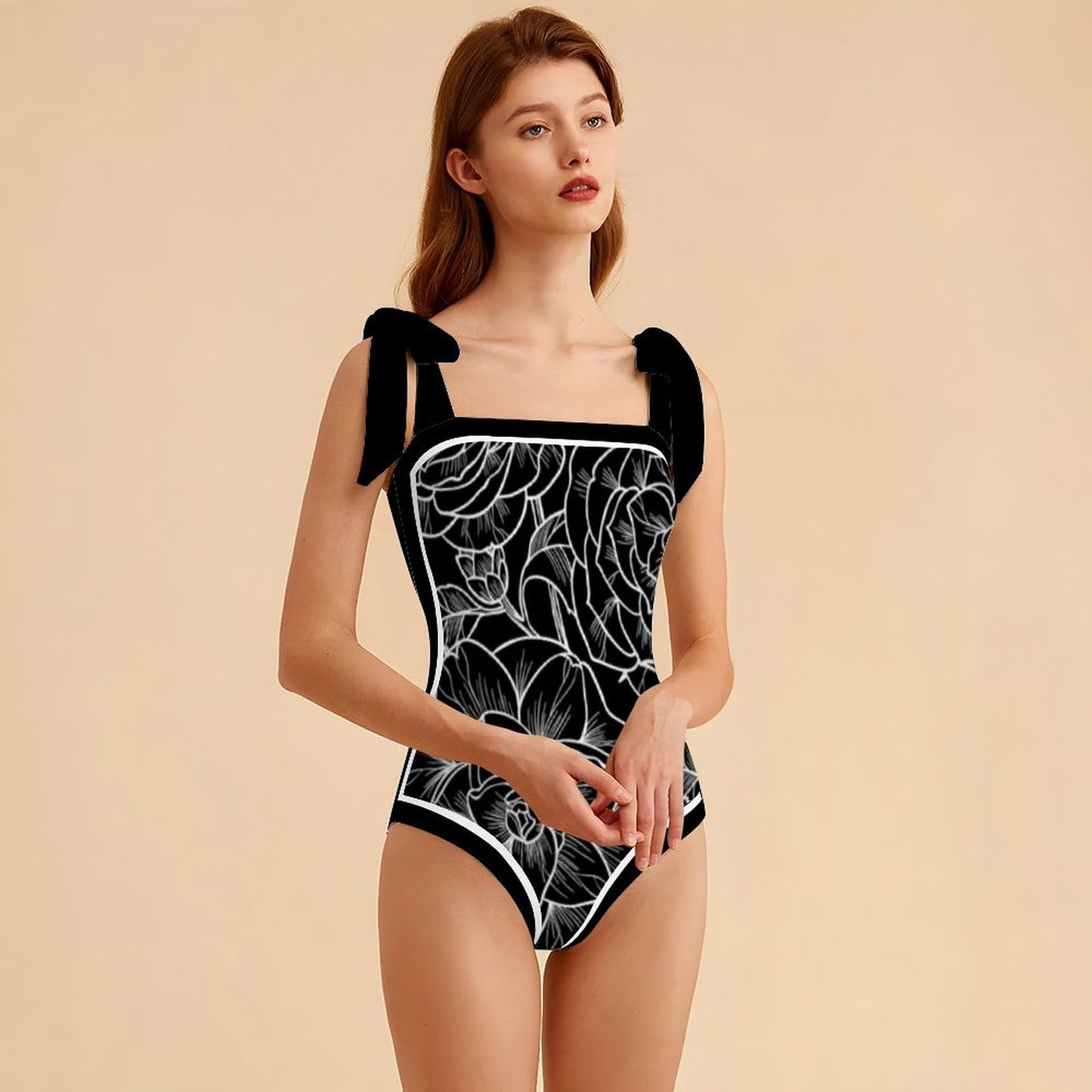 Fashion Printed One Piece Swimsuit And Cover Up 2305106478