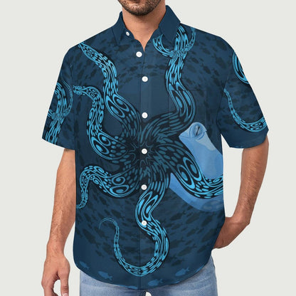 Men's Octopus Painted Print Vacation Hawaiian Shirt 2305106285