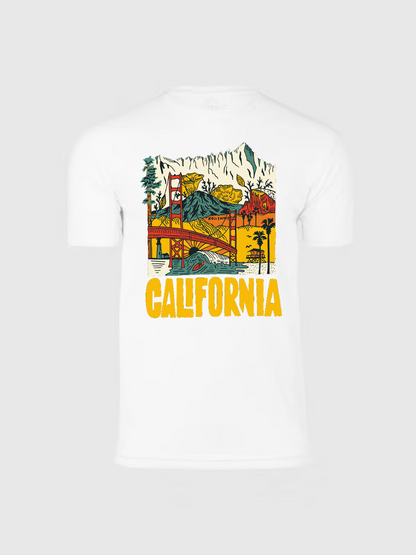 Men's Casual California Printed Round Neck Short Sleeve T-Shirt
