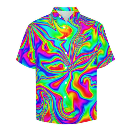 Men's Hawaiian Flowing Color Print Resort Shirt 2306101600