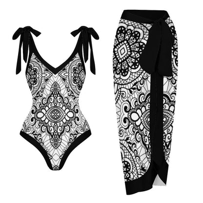 Casual Printed One Piece Swimsuit And Cover Up 2306102976