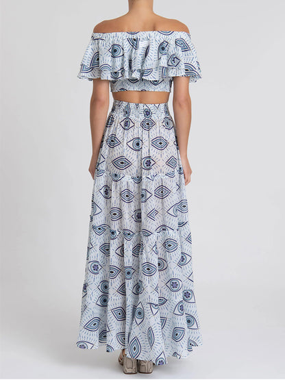 Eye printed swimsuit and cover Up