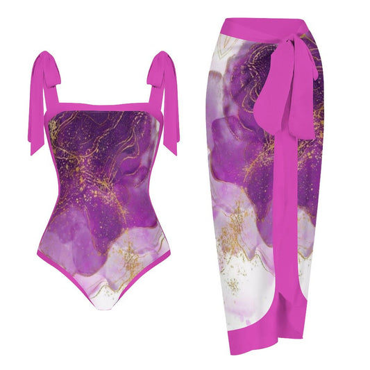 Fashion Printed One Piece Swimsuit And Cover Up 2306102469