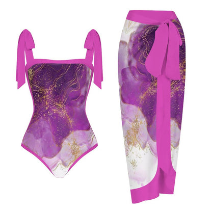 Fashion Printed One Piece Swimsuit And Cover Up 2306102469