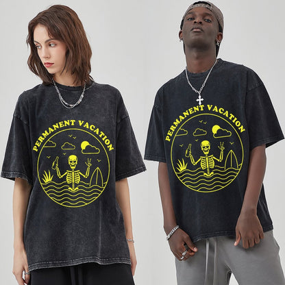Unisex Vintage Solid Wash T-Shirts 2305101596