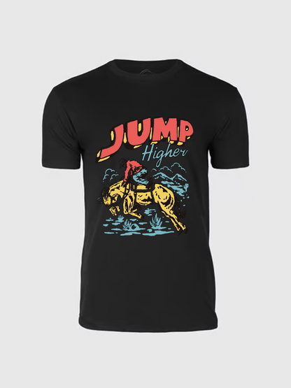 Men's Casual Jump Printed Round Neck Short Sleeve T-Shirt