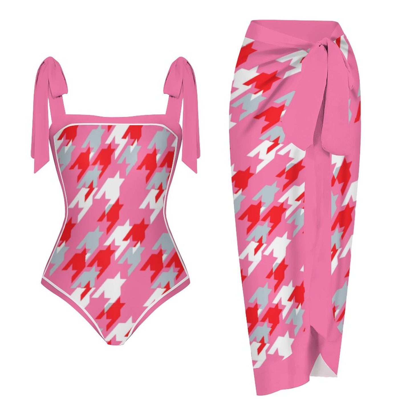 Fashion Printed One Piece Swimsuit And Cover Up 2305104454