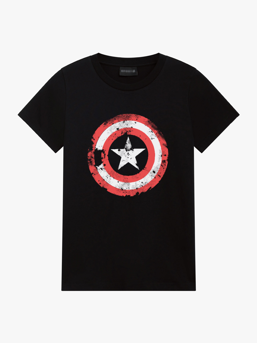 Women's Casual Captain America Printed Round Neck Short Sleeve T-Shirt