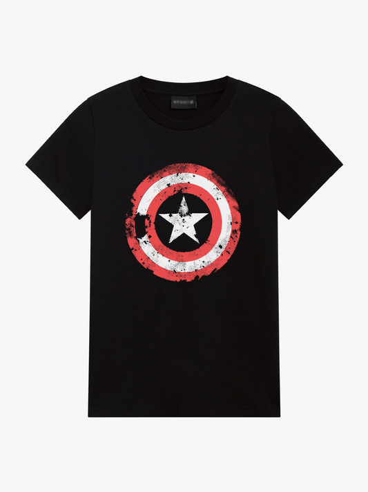 Women's Casual Captain America Printed Round Neck Short Sleeve T-Shirt