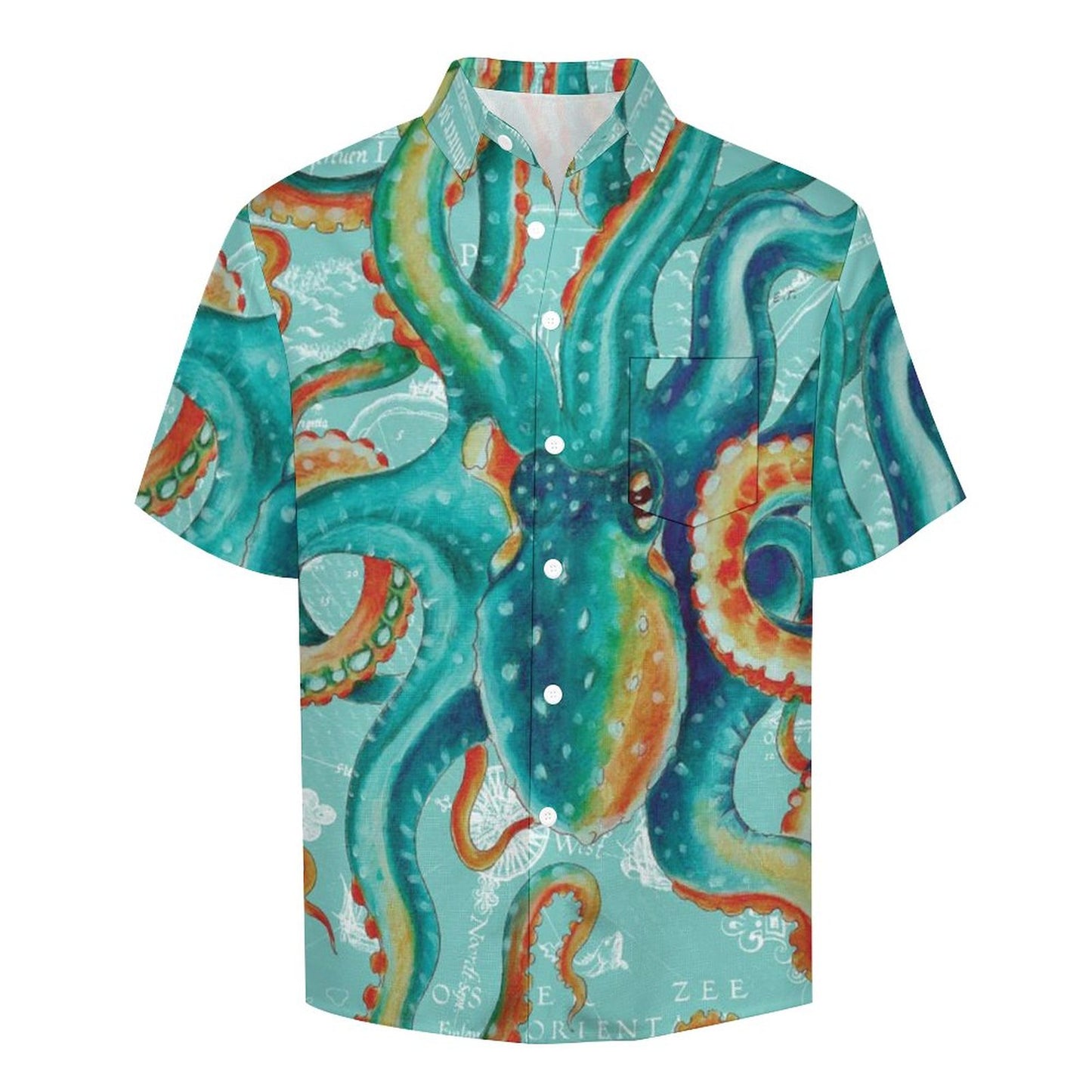 Men's Octopus Painted Art Print Vacation Hawaiian Shirt 2305106290