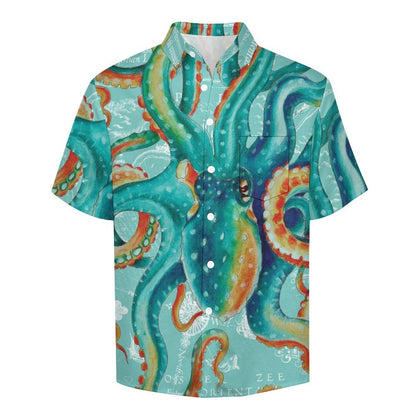 Men's Octopus Painted Art Print Vacation Hawaiian Shirt 2305106290