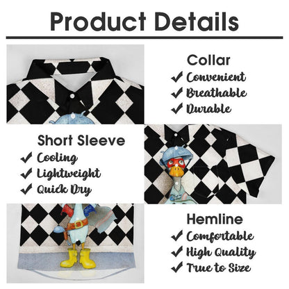 Men's Hawaiian Plaid Duck Print Casual Short Sleeve Shirt 2306102834