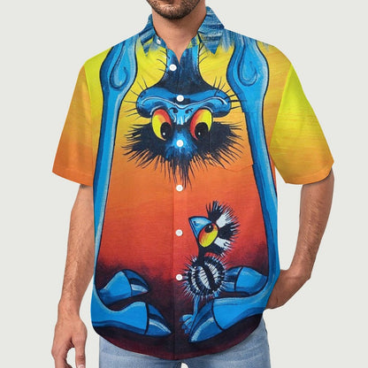 Men's Ostrich Painted Print Vacation Hawaiian Shirt