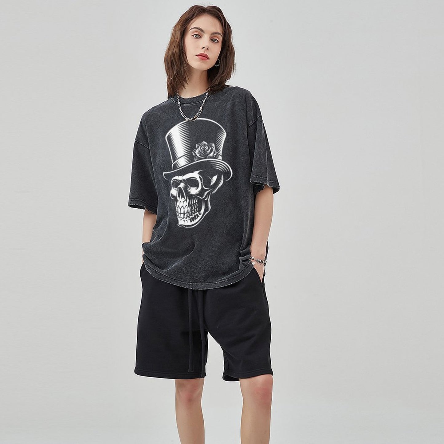 Mens Cotton Wash Solid T-Shirts Oversized Unisex Short Sleeve Streetwear Rap Hip Hop Basic Tee Tops 2305101611