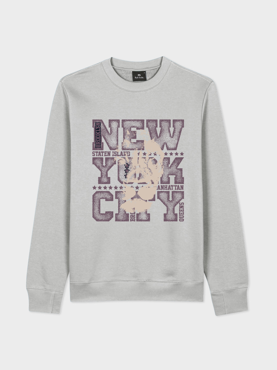 Men's Round Neck Casual Letter Printed Long Sleeve Sweatshirt