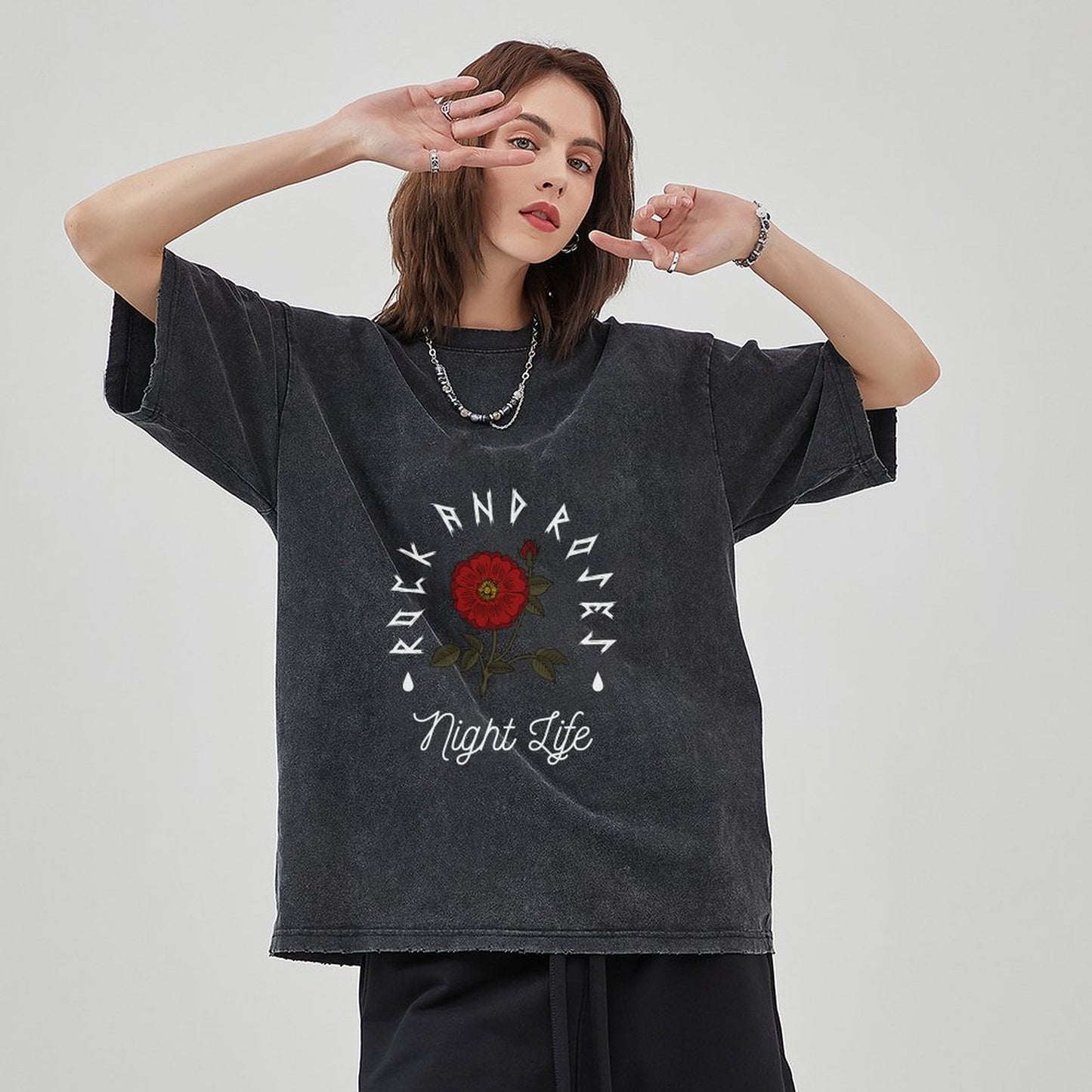 Unisex Vintage Solid Wash T-Shirts 2305102641
