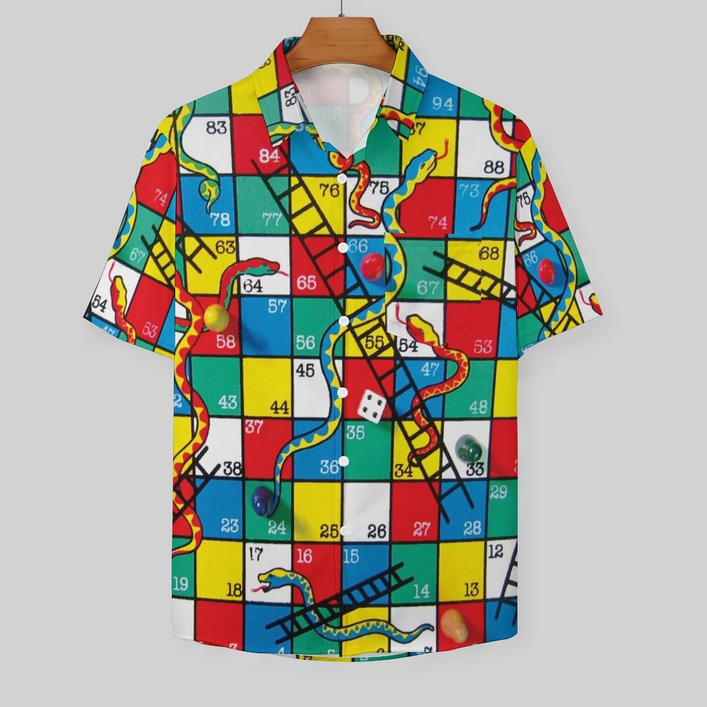Men's Snakes N Ladders Print Casual Short Sleeve Shirt 2306102513