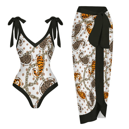 Casual Printed One-Piece Swimsuit And Cover Up 2305102880