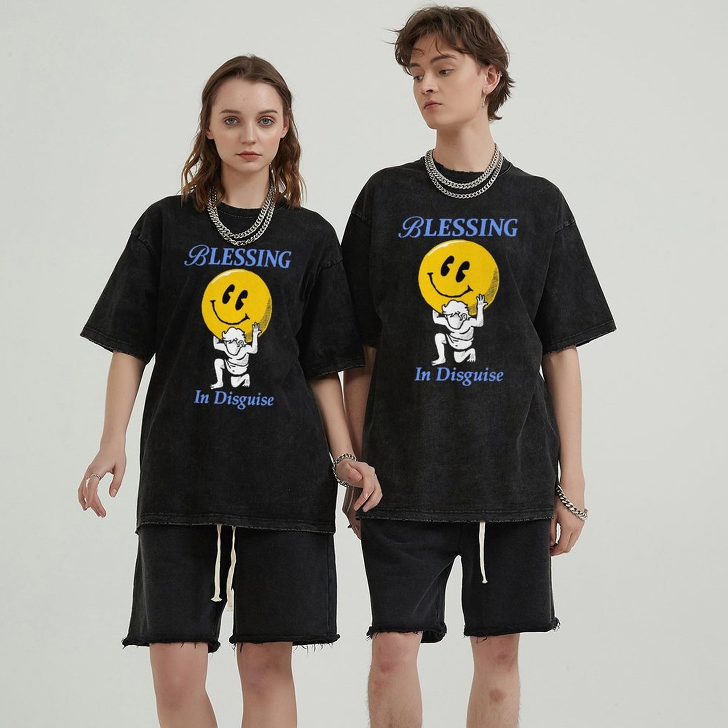 Unisex Vintage Solid Wash Denim T-Shirts 2306102105
