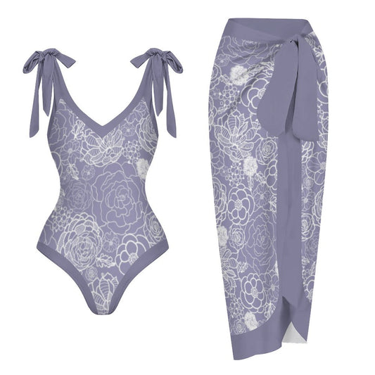Casual Printed One-Piece Swimsuit And Cover Up 2305102478