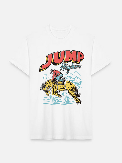 Men's Casual Jump Printed Round Neck Short Sleeve T-Shirt
