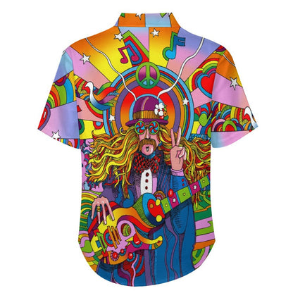 Men's Painted Music Print Vacation Hawaiian Shirt