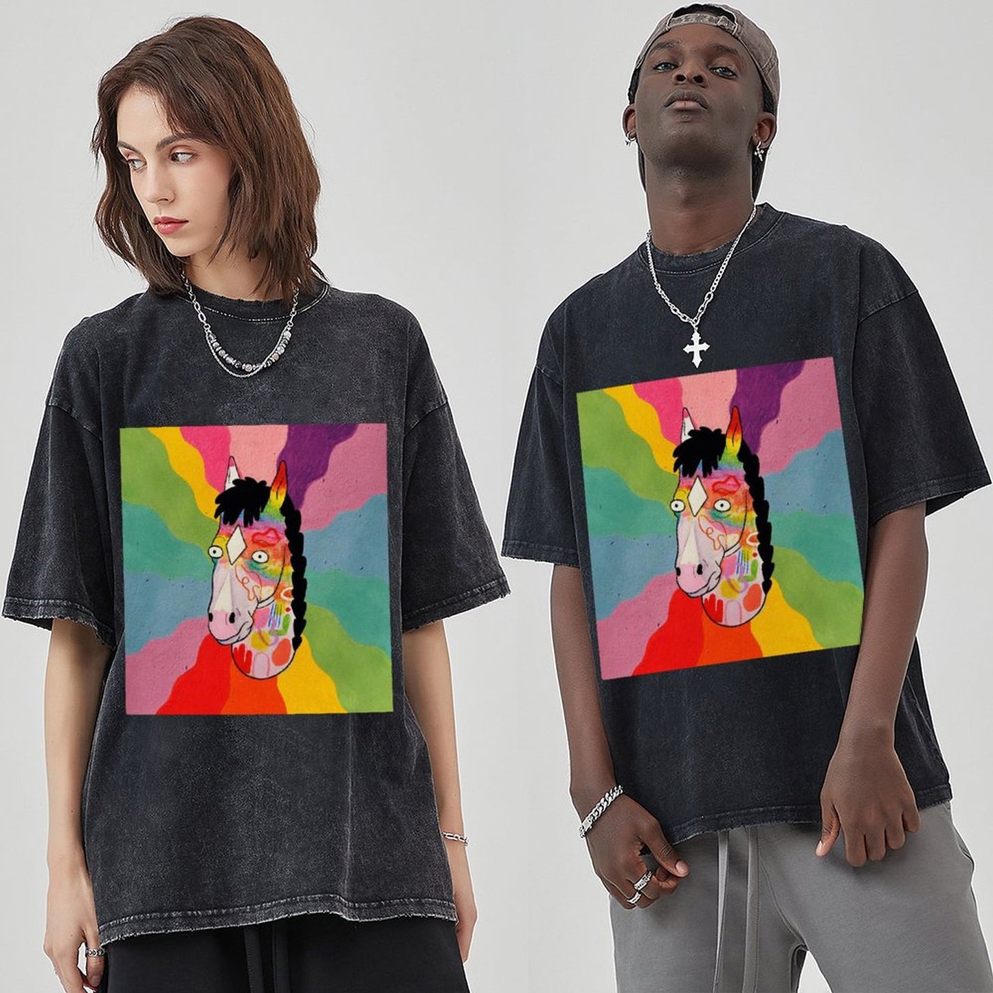 Unisex Vintage Solid Wash T-Shirts 2305103537