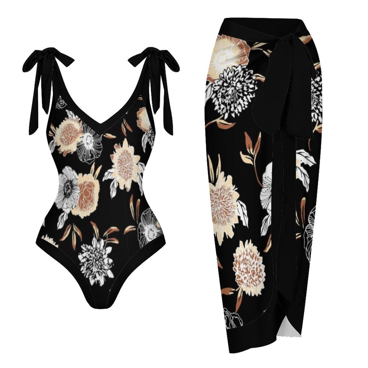Casual Printed One-Piece Swimsuit And Cover Up 2305102450