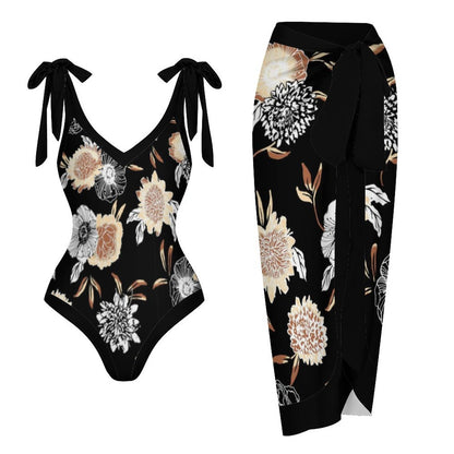 Casual Printed One-Piece Swimsuit And Cover Up 2305102450