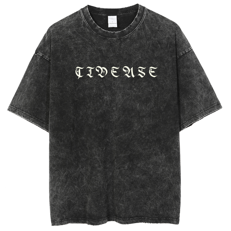 Mens Cotton Wash Solid T-Shirts Oversized Unisex Short Sleeve Streetwear Rap Hip Hop Basic Tee Tops