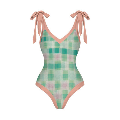 Casual Printed One-Piece Swimsuit And Cover Up 2305102680